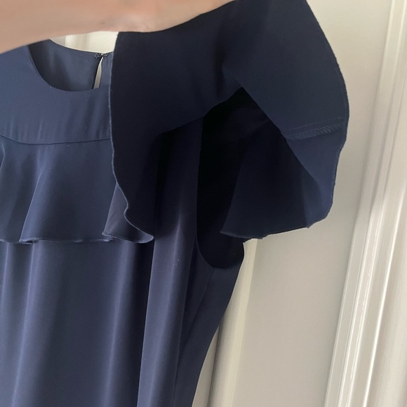 Trina Turk Navy Blue Ruffle Sheath Dress - Picture 2 of 6